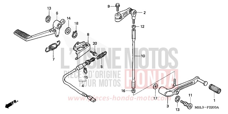 PEDALE von CBR1000RR "Fireblade" WINNING RED (R258BB) von 2004